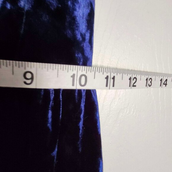 Crushed Velvet Blue Skater Dress - Picture 6 of 7